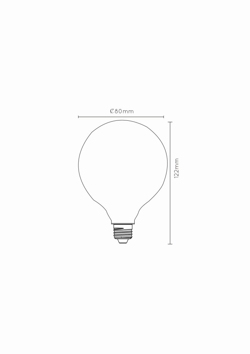 Lucide G80 - Žiarovka s vláknom - Ø 8 cm - LED Rozm. - E27 - 1x5W 2700K - Opál